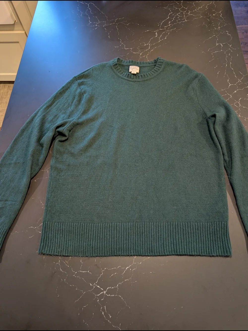 J.Crew Men's XL Rugged Merino Wool Blend Crewneck Sweater Forest Green